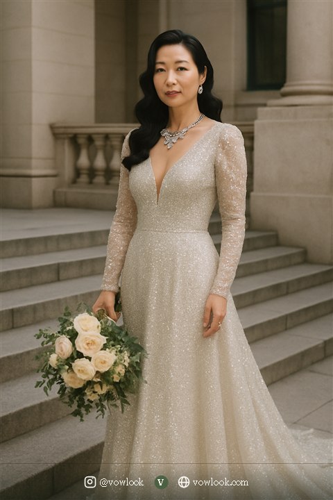 Glamorous City Hall wedding look