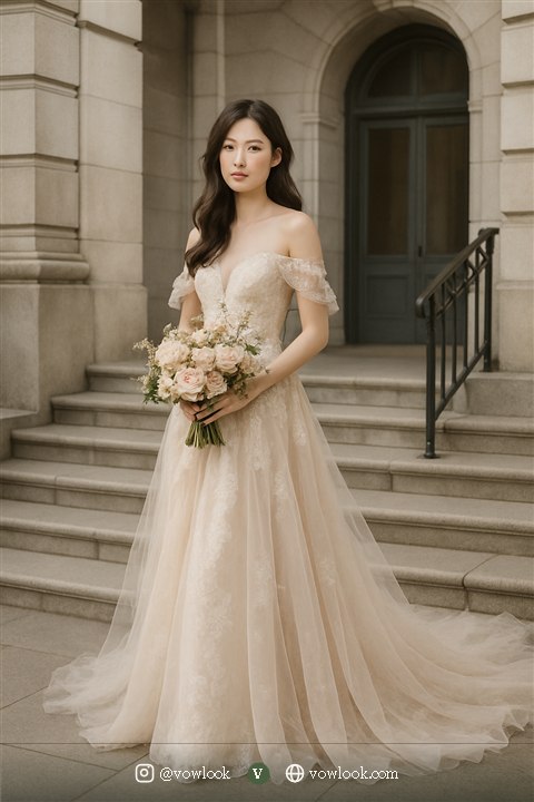 Romantic City Hall wedding look