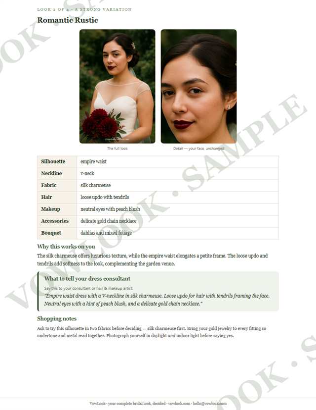 A look page with photo visualization (sample)